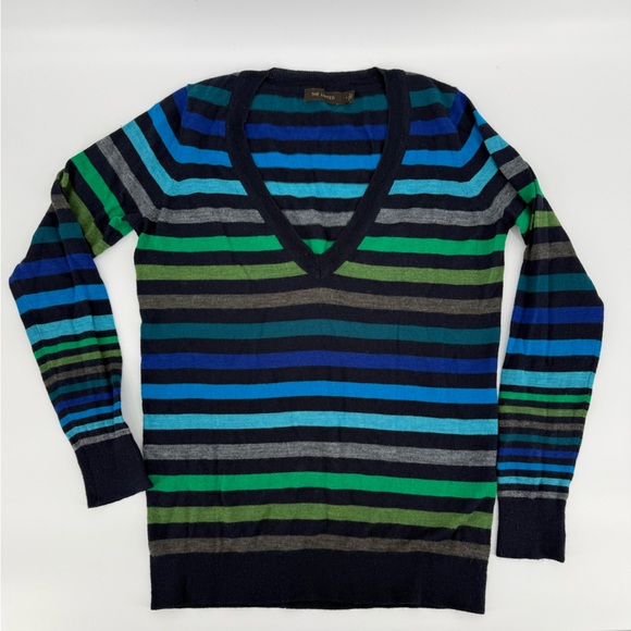 The Limited Sweaters - The Limited Multicolor Striped V-Neck Sweater